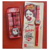 1984 McDonalds Watch & Coca-Cola Watch in Tin