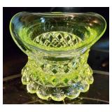 Victorian Vaseline Glass Top Hat Toothpick, Glows
