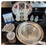 Cruet Set, Crystal Tray, Cut Glass Nappie, S&P, et