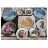 9 Plates Hummel, Limoges, Wedgwood, Rockwell