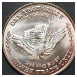 1 Troy Oz .999 Silver 1981 Trade Unit Round BU