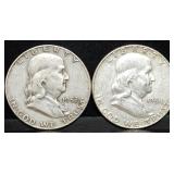 1952 & 1954 Franklin Silver Half Dollars