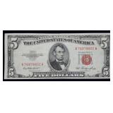 1953 $5 Red Seal Legal Tender Bank Note Crisp UNC