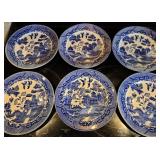 6 Assorted 9" Blue Willow Lunch Plates