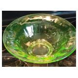 12" Uranium Glass (Glows) Console or Fruit Bowl