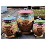 Southwestern Aztec Motif 3pc Canister Set