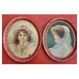 Pair of 16" Metal Victorian Pub Trays
