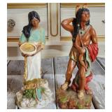Pair of Vintage Native American Indian Statues