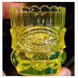 Vaseline Glass Eye Winker Toothpick Holder Glows