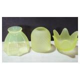 3 Opalescent Vaseline Glass Lamp Shades Fairy