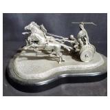 10" Roman Chariot Battle Pewter Sculpture