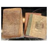 3 Antique Books 1822 Bible, 1850 Child Songs, etc