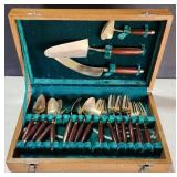 Thailand Bronze & Rosewood Dessert Set in Box