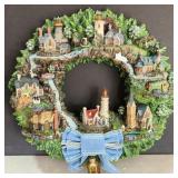 Thomas Kinkade Seaside Village Lighted Wreath