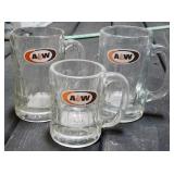 3 Heavy Glass Retro A&W Rootbeer Mugs