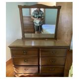 6 Drawer Mirrored Lowboy Dresser