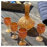 Carnival Glass Cordial Set