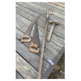 Manure Fork, Sledgehammer, Saws Manure Fork, Sledgehammer, Saws