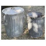 2 - Galvanized Waste Cans 2 - Galvanized Waste Cans