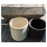 Wood Soda Crate & Stoneware Wood Soda Crate & Stoneware