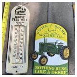 John Deere Metal Sign & Thermometer John Deere Metal Sign & Thermometer