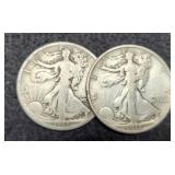 (2) W. Liberty Half Dollars