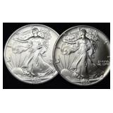 (2) 1990 Silver Eagles
