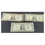 (3) 1935 Star Note Silver Certificates