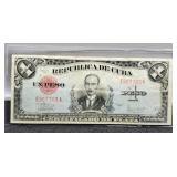 1938 Cuba 1 Peso Note VF