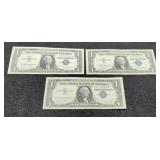 (3) 1957 $1 Silver Certificate Notes Unc.