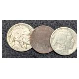 (3) 1919 Buffalo Nickels P,D,S