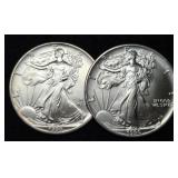 (2) 1990 Silver Eagles