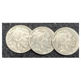 (3) 1916 Buffalo Nickels P,D,S