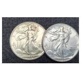 (2) W. Liberty Half Dollars AU 1939, 1942