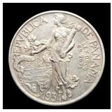 1934 Panama 5 Balboa Silver