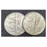 (2) W. Liberty Half Dollars VF 1937, 1943-S
