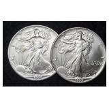 (2) 1990 Silver Eagles