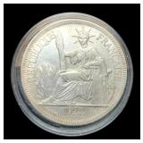 1922-H French Indo China Piastre Silver