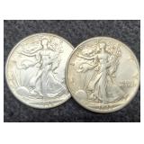 (2) 1945 W. Liberty Half Dollars P&D