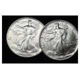 (2) 1990 Silver Eagles