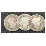 (3) Barber Dimes 1899-O, 09, 11
