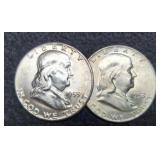 (2) Franklin Half Dollars MS 1952-D, 1955