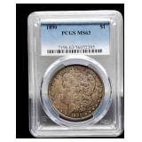 1890 Slab Morgan Dollar PCGS MS63 Toned