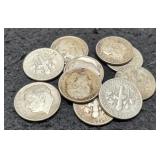 (10) Silver Roosevelt Dimes