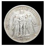 1875 France 5 Frances Silver