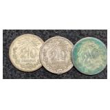 (3) Mexico 20 Centavos Silver 72%/3.3 G/.077 ASW