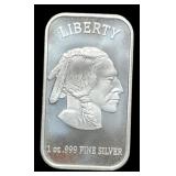 1 Troy Oz. Silver Indian/Buffalo Bar