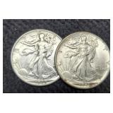 (2) W. Liberty Half Dollars 1942, 1943