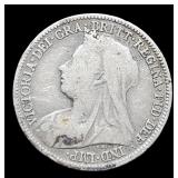 1896 U.K. 6 Pence Silver 92.5%/3 G