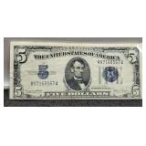 1934D $5 Silver Certificate Note XF